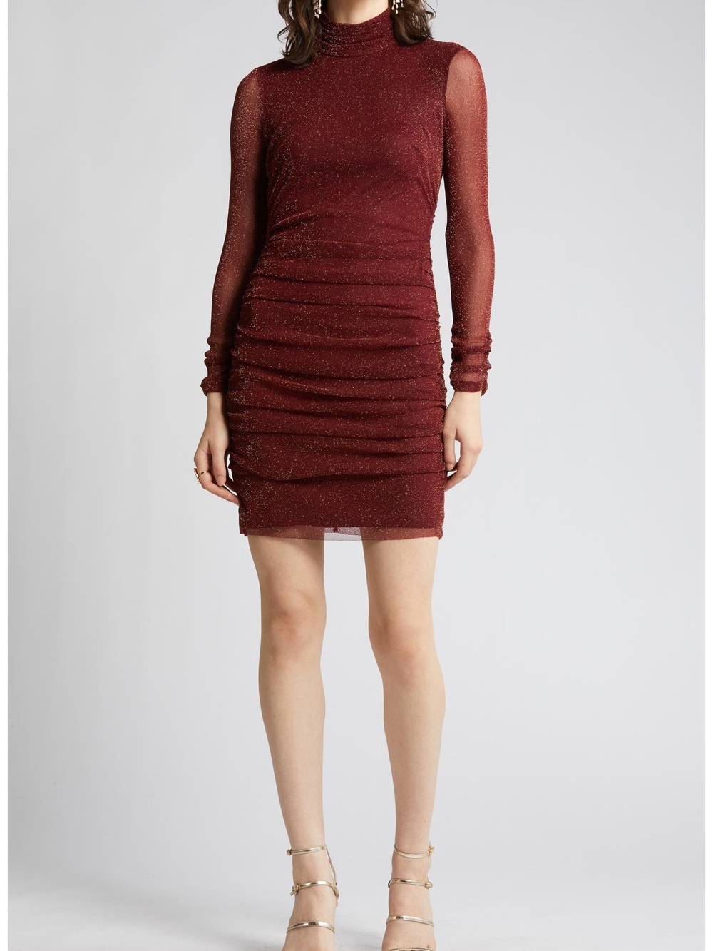 Eliza J Metallic Long Sleeve Body-Con Dress